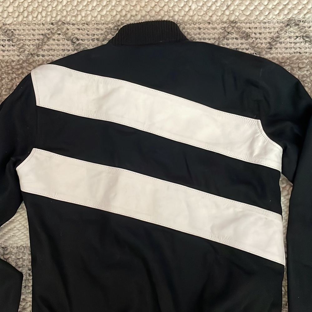 PRSVR Uptown Flight Suit Bomber Jacket w/ Cross Body Leather Stripes - Picture 9 of 9